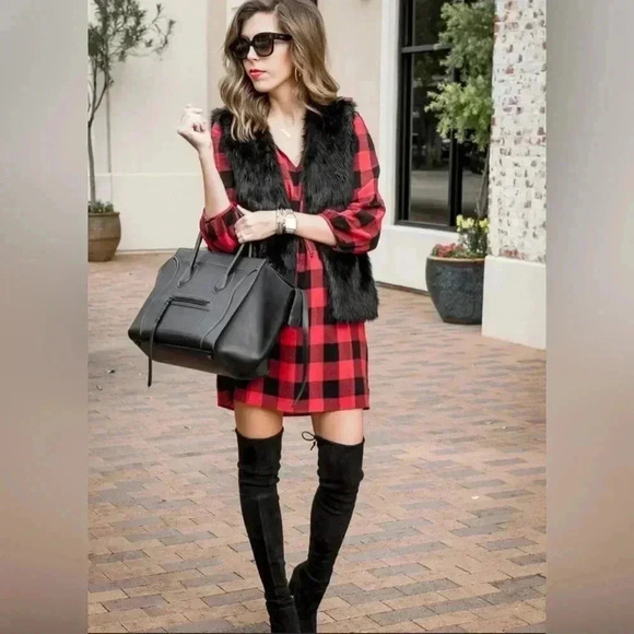 Madewell gingham black and red dress - Picture 1 of 10
